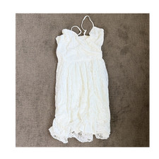 Abercrombie & Fitch White Lace Fit & Flare Dress Large V-Neck Sleeveless Party