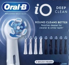 Oral-B iO Deep Clean Replacement Toothbrush Heads 8-Pack (4 White, 4 Black)