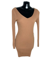 Primark Ribbed Bodycon Dress Women’s UK Size XS V Neck Stretch
