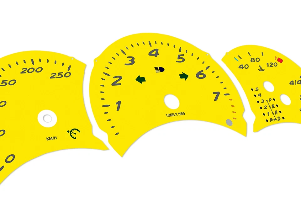 Porsche Boxster 986.1 Yellow - Speedometer gauges from MPH to km/h cluster disk - Image 3 of 4