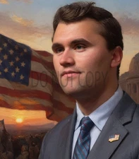 Charlie Kirk MAGA Christian Oil Painting Style Print AI Generated 8X10 Print