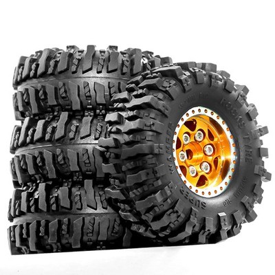 4 Stück Für Axial SCX24 FCX24 1/24 FMS RC Auto Metallradnaben Gummireifen Set