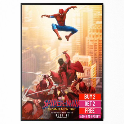 Spiderman Brandneu Tag Filmposter Teaser Schlafzimmer Heimkino Deko A5-A3