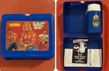 VINTAGE WWF LUNCHBOX & THERMOS +ORIGINAL PAPERS 1986 HULK HOGAN *NEW/NEVER USED!