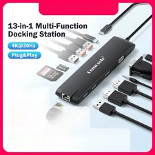 USB Hub 3.1 Dock Station USBC to Dual HDMI 4K10Gpbs Type-C 100W Gigabit Ethernet