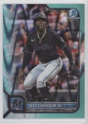 2022 Bowman Chrome Aqua RayWave Refractor 167/199 Jazz Chisholm Jr #61 10fj