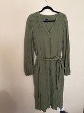 Green Lightweight MIDI XL Tall Gap Crepe Dress Long Sleeve