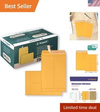 250 Pack of Brown Kraft Self-Seal Envelopes - Anti-Tear  Printable Design