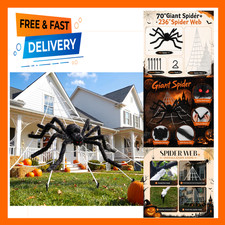 Big Spider Web Halloween Decor Set, 236 Inch Triangular Web with 70 Inch Large