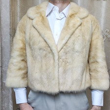 giacca mantello pelliccia visone vera bionda perla vera lusso donna vintage 10 M 40