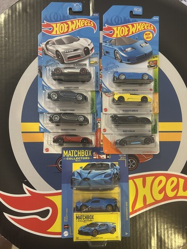 Hot Wheels Lot 9 ‘16 Bugatti Chiron Zamac Matchbox Divo EB110 SS
