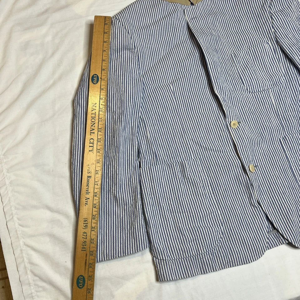 Casaco esportivo Ibiza Blazer masculino 42R branco azul Casio 2 botões algodão - Imagem 3 de 4