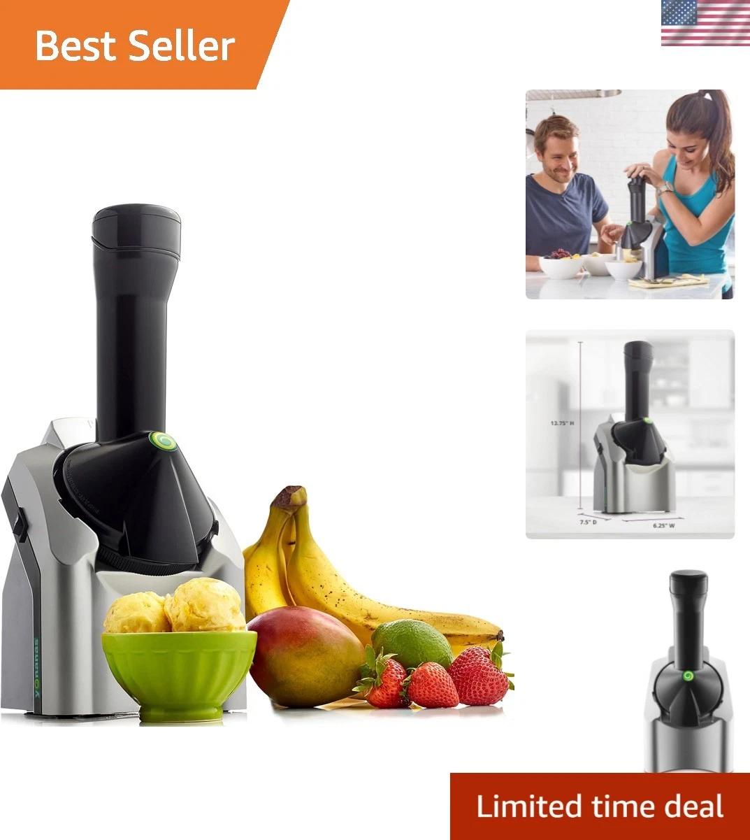 Classic Frozen Fruit Soft Serve Maker for Healthy and Dairy-Free Treats, 200...