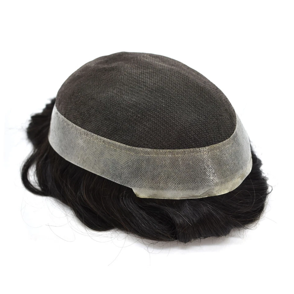 Pelucas invisibles de PU para hombre de encaje francés toupee pieza de cabello humano natural Australia Foto 3 de 4