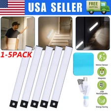 LED Motion Sensor Under Cabinet Closet Light USB Rechargeable Kitchen Lamp Strip