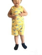 Unisex Baby Toddler Summer Stretchy Outfit  2-Piece Sleeveless,Yellow 3M- 9M 