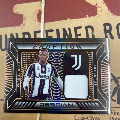 2021-22 PANINI OBSIDIAN PATRICE EVRA ERUPTION ORANGE ETCH JERSEY PATCH /50