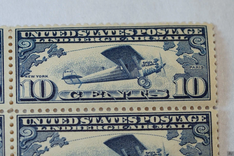 US Scott #C10 Block of Four Mint MNH 1927 Lindberg Air Mail - Image 4 of 4