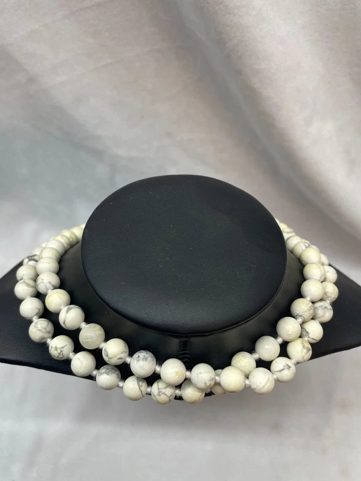 Vintage Smooth Natural Howlite Stone Beads Round Jewellery Making Bracelet 8mm - Image 4 of 4