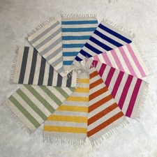 Colourful nautical large stripe rectangle shaped recycled cotton rug 60cm x 90cm