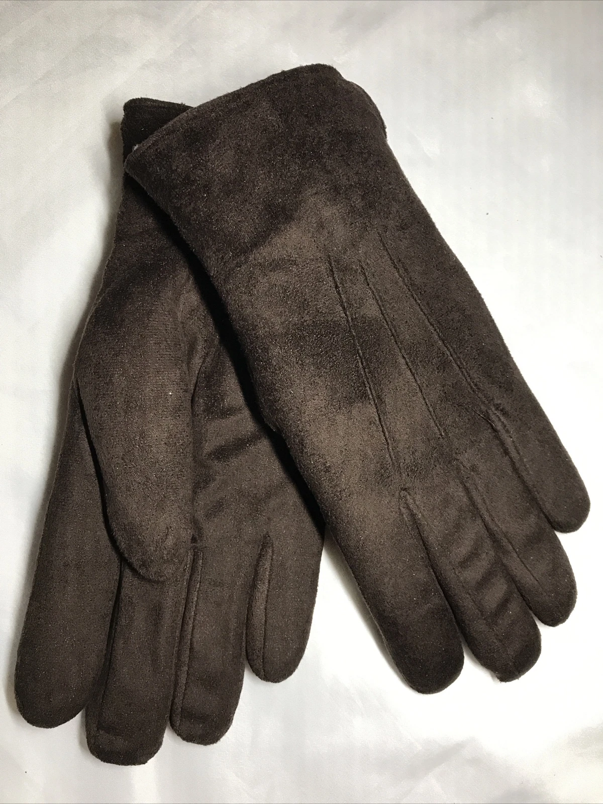 LL Bean Faux Suede Women Gloves Sherpa/Aloe-Line COFFEE BEAN SIZE M
