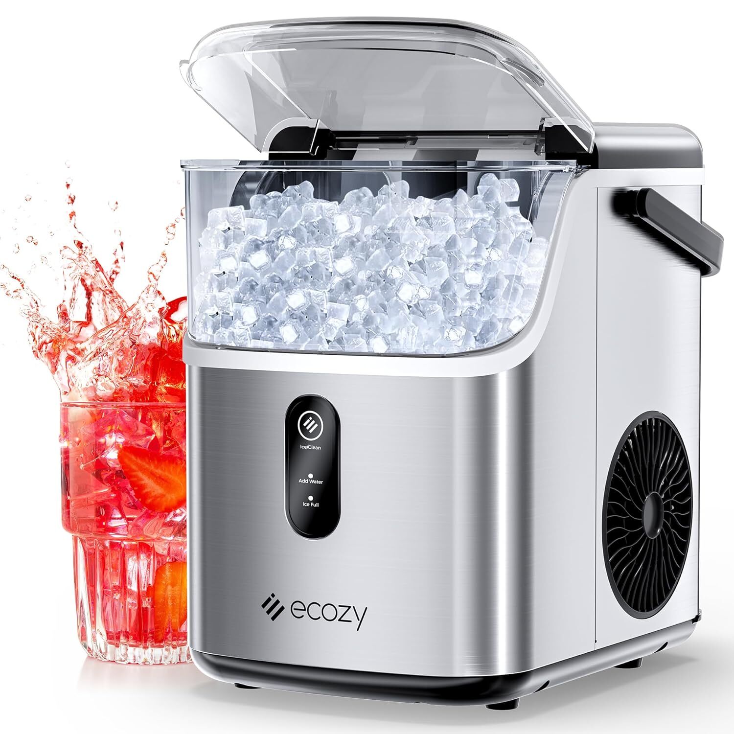 ecozy Nugget Ice Maker Countertop 33lbs/24H Crushed Pellet Ice Cubes Ice Machine
