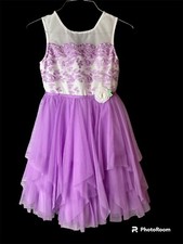 Jona Michelle Dress Girls 8 Lavender Tulle Embroidered Floral Special Occasion