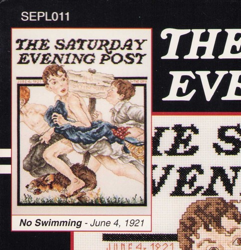 Vintage Norman Rockwell Saturday Evening Post 1921 No Swimming Cross Stitch OOP - Bild 2 von 4