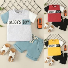 2Pcs Toddler Kids Baby Boys Summer Outfit Tshirt Tops Shorts Casual Clothes Set