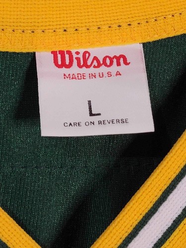 Maglia Green Bay Packers Brett Favre Wilson USA anni 90 NFL uomo L/46 vintage - Foto 6 di 6