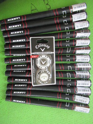 Lot set 13 New Lamkin Comfort Plus Midsize + golf grips BONUS POKER CHIP MARKS