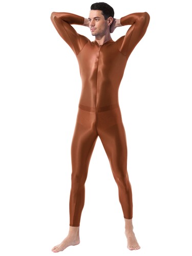 Mens Glossy Sport Bodysuit Full Body Stockings Jumpsuit Clubwear Party Underwear - Picture 50 of 57