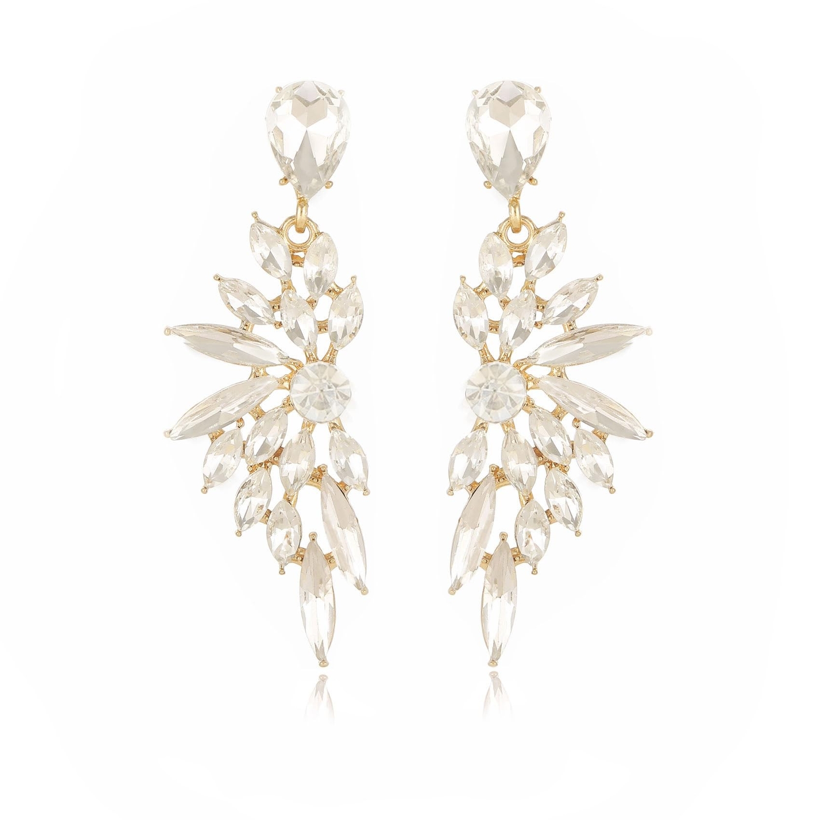 Rhinestone Statement Earrings Cluster Crystal Drop Dangle Earrings Teardrop C...