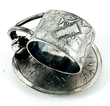 Napkin Ring Quadruple Silver Plated Engraved Philipe Christmas Montreal 1906