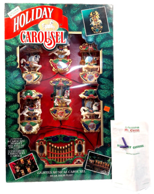 Vintage Mr Christmas Holiday Carousel Musical 6 Horses Organ Music Lights VIDEO