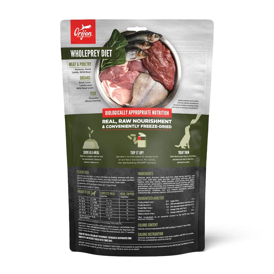 Comida liofilizada para perros ORIJEN Epic Bites 90 ingredientes animales crudos 1 unidad Foto 2 de 4