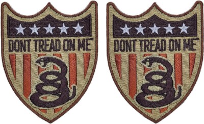 Dont Tread On Me Gadsden USA Flag Shield Patch | 2PC HOOK BACK 3.5''  (p702)