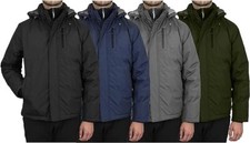 Mens Heavyweight Parka Jacket Coat With Detachable Hood Water Resistant Warm NWT