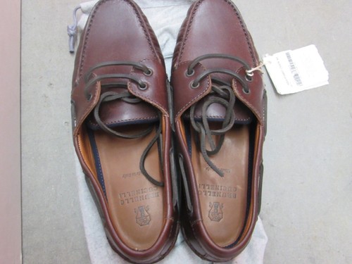 $1,200 - New in Box - Brunello Cucinelli Brown Leather Boat Shoes Size 9D EU 42