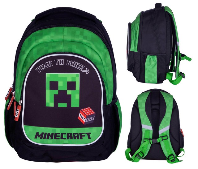 Licht Rucksack 3-FACH Schulrucksack Astra Minecraft Figuren Rucksack ...