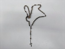 Antico rosario in pietra pregiata grigia Anni 50