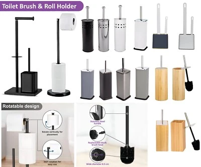 HOMION New Stainless Steel Bathroom Toilet Cleaning Brush and Holder Free Standing Set