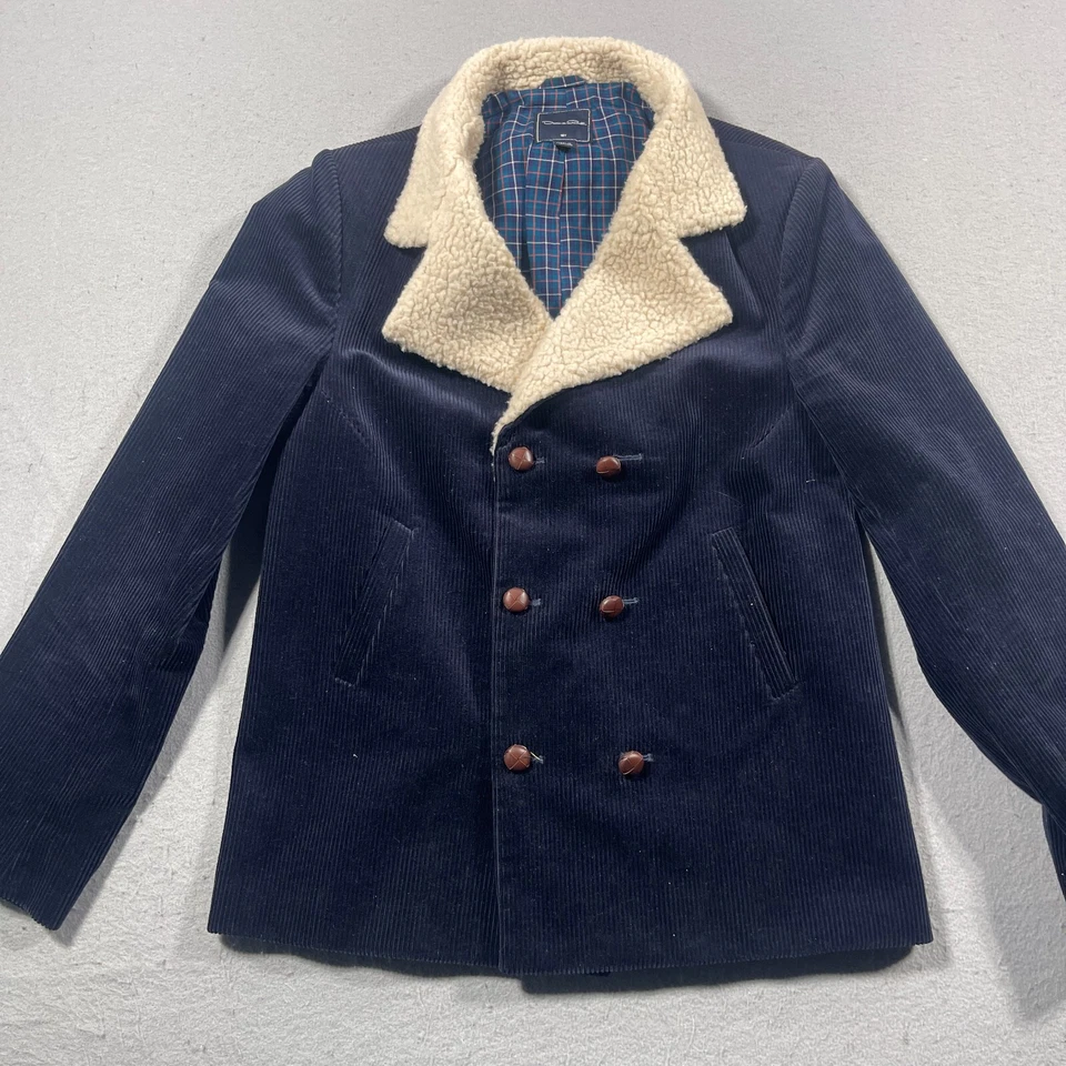 De colección Oscar de la Renta Juvenil 16Y Azul Marino Pana Sherpa Forrado Doble Brest Foto 2 de 4