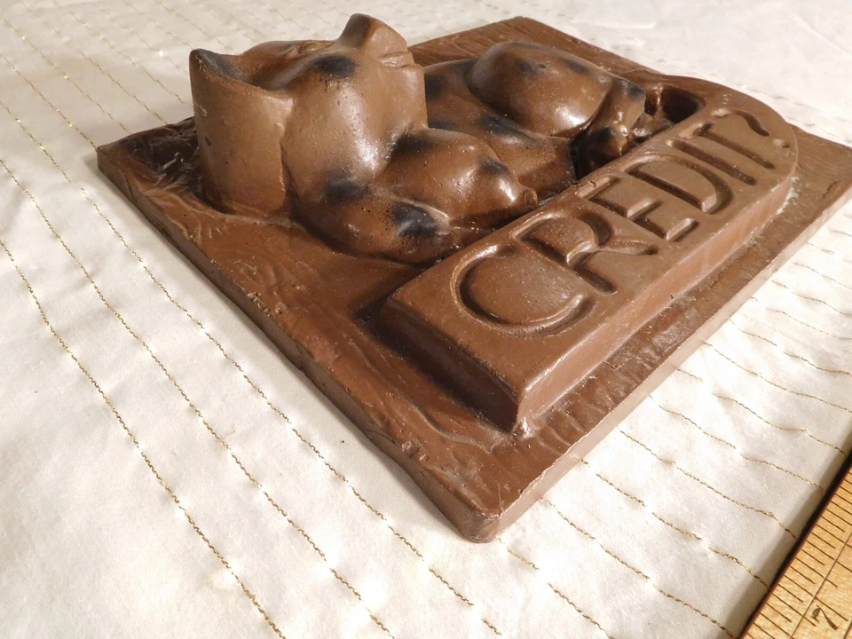 Vintage Mystery Painted PIG Sign Cast Aluminum ~ CREDIT? - Image 3 of 4