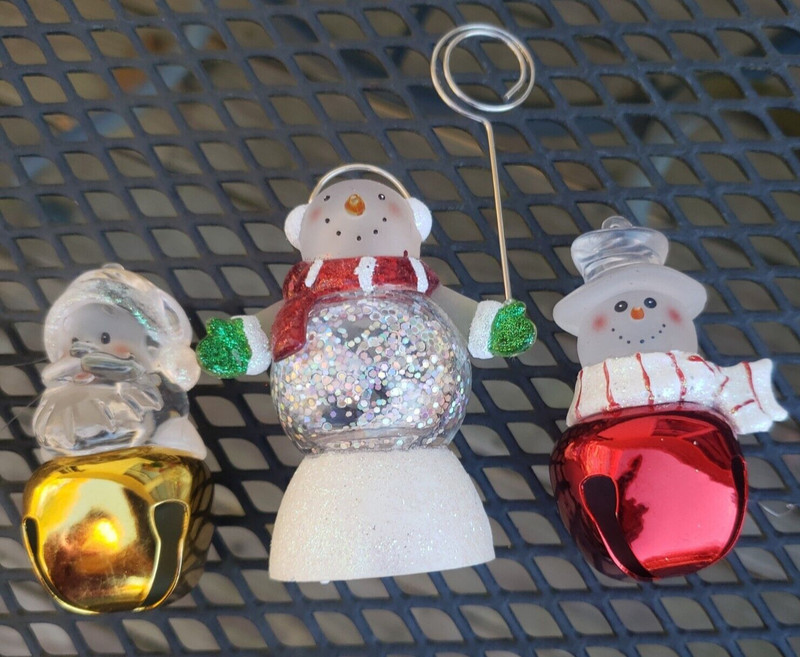 2 Vintage Christmas Bell Ornaments & 1 Place/Tag Holder