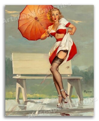 ''I've Been Spotted'' Splashing 1940s Vintage Era Gil Elvgren PinUp Print - 8.5x11