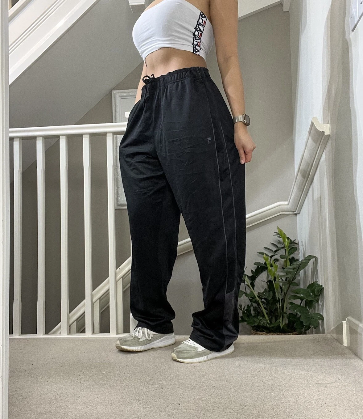 Vintage Fila Softshell Track-pants Sweatpants Size L Unisex Straight Wide Leg