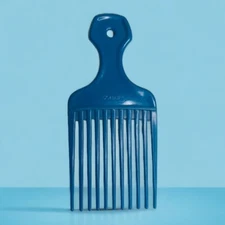 Vintage 80s Conair Plastic Textured Hair Pick Comb Lift USA 6" Blue Pre Owned