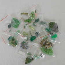 Green Beads Mixed Lot of Craft and/or Jewelry Making Mix 37 Bags Round Faceted