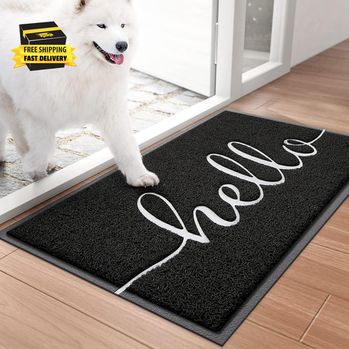 Door Mat (30"X17.5",Black), Welcome Mat Low Profile Front Doormat Floor Mat Non